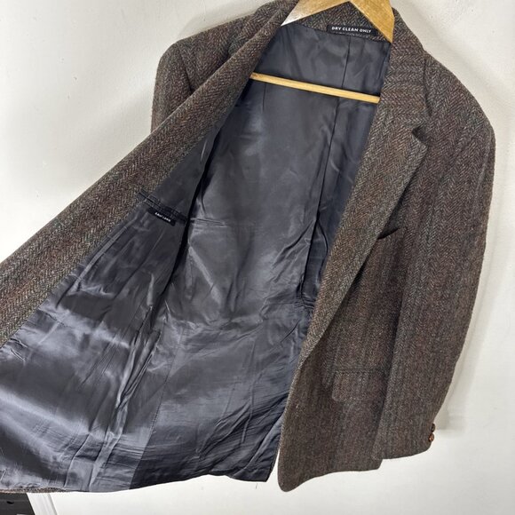 Saint Laurie Men 40S Short Tweed Wool Brown Blazer Sports Coat - Picture 6 of 7